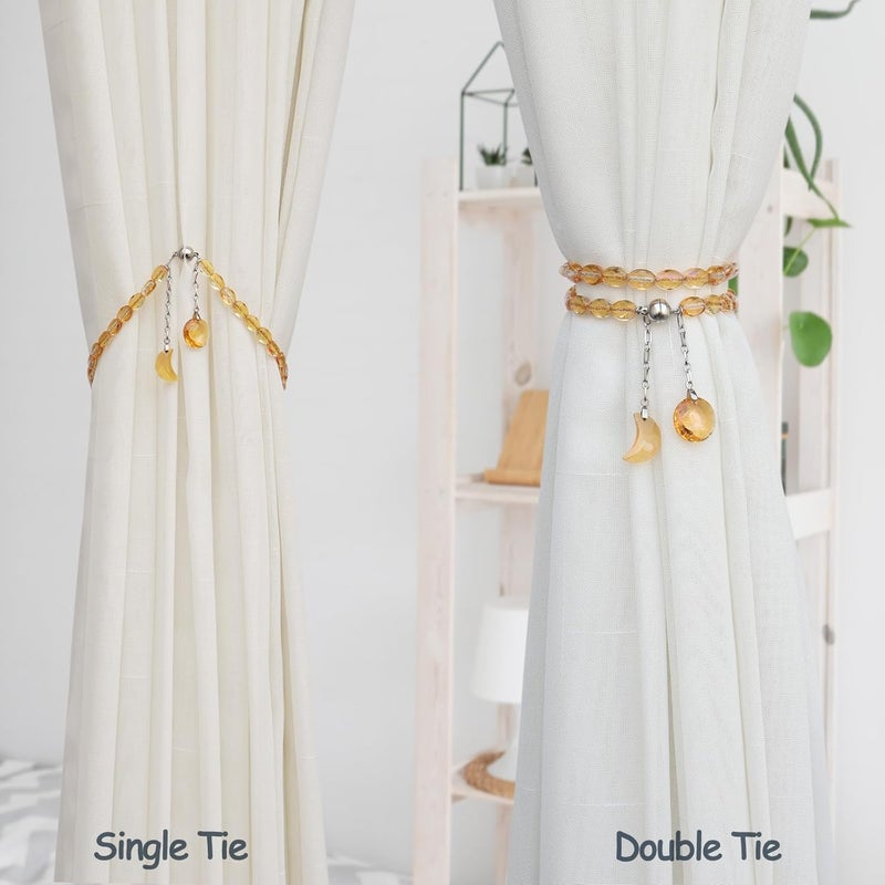 Pedobo Magnetic Curtain Tiebacks, 2 Pack Crystal Beaded Sun & Moon Pendants Sheers/Draperies Holdbacks for Window Home Office Decor (Gold) - Image 4